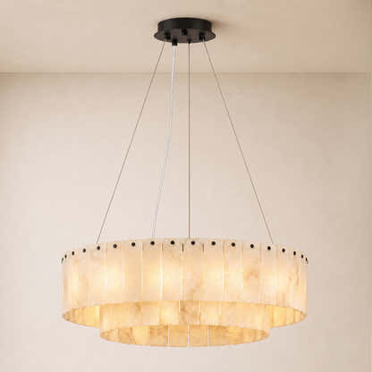 Sawyer Alabaster Custom Round Chandelier 24" 48"D