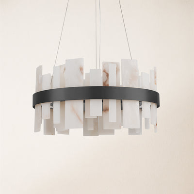 Nocturne Alabaster Round Chandelier 24"