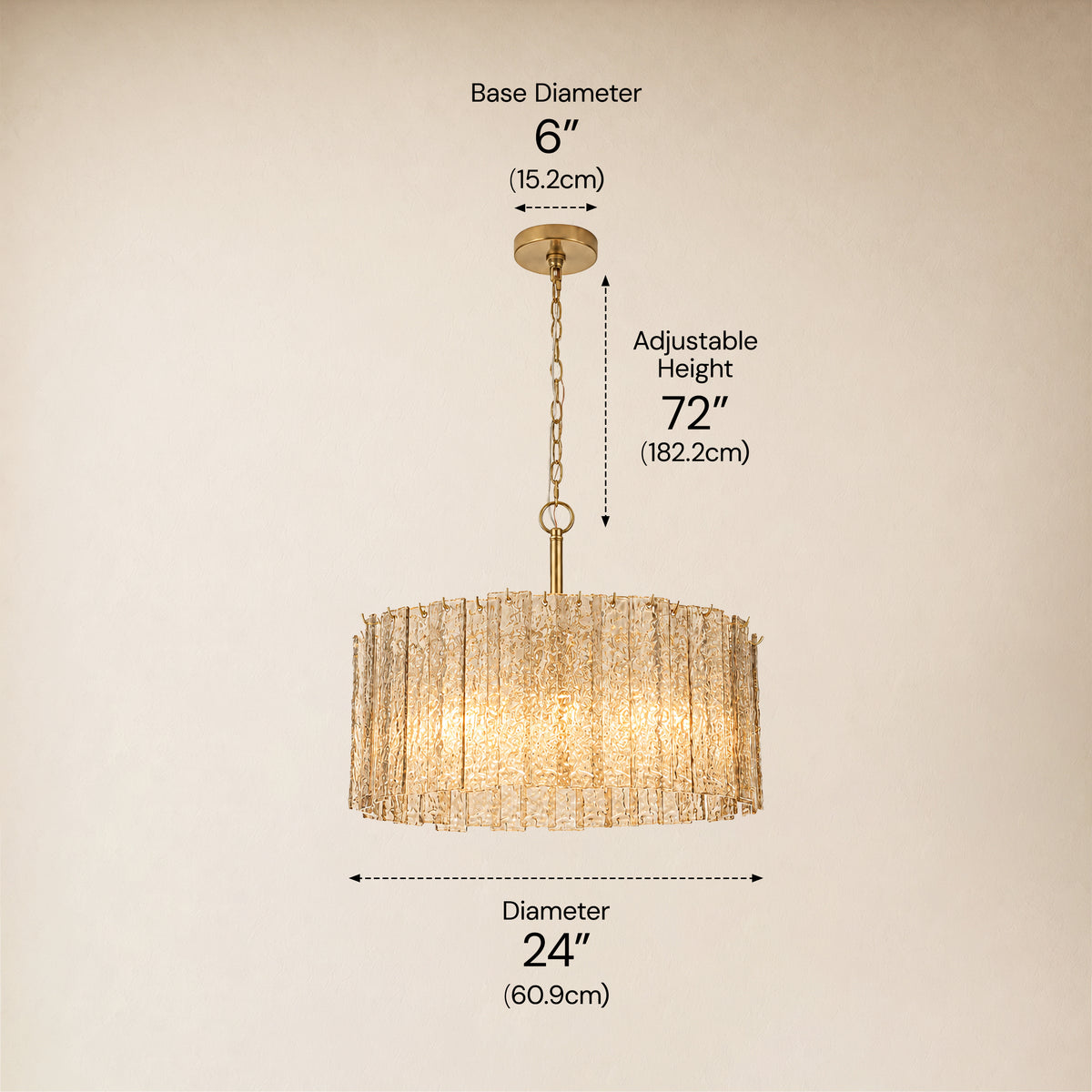 Tavelle Textured Glass Round Chandelier 24" 30"D