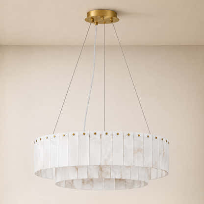 Sawyer Alabaster Custom Round Chandelier 24" 48"D