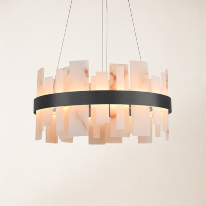 Nocturne Alabaster Round Chandelier 24"