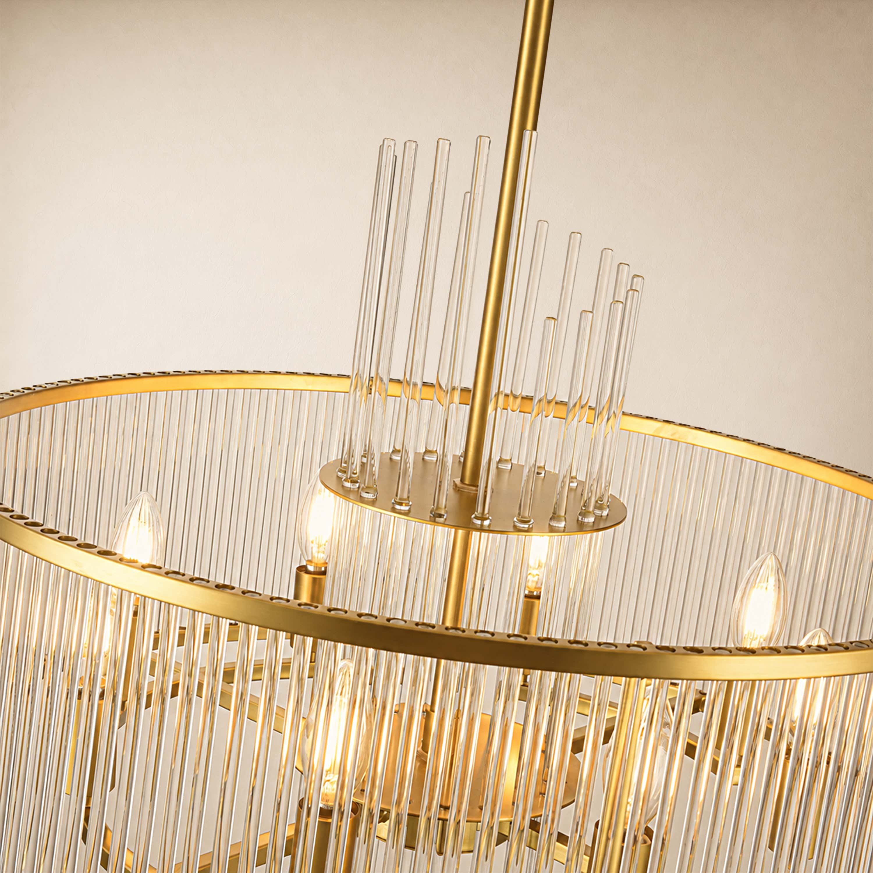 Virellune Glass Rod Round Chandelier 24" 36"D