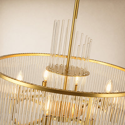 Virellune Glass Rod Round Chandelier 24" 36"D