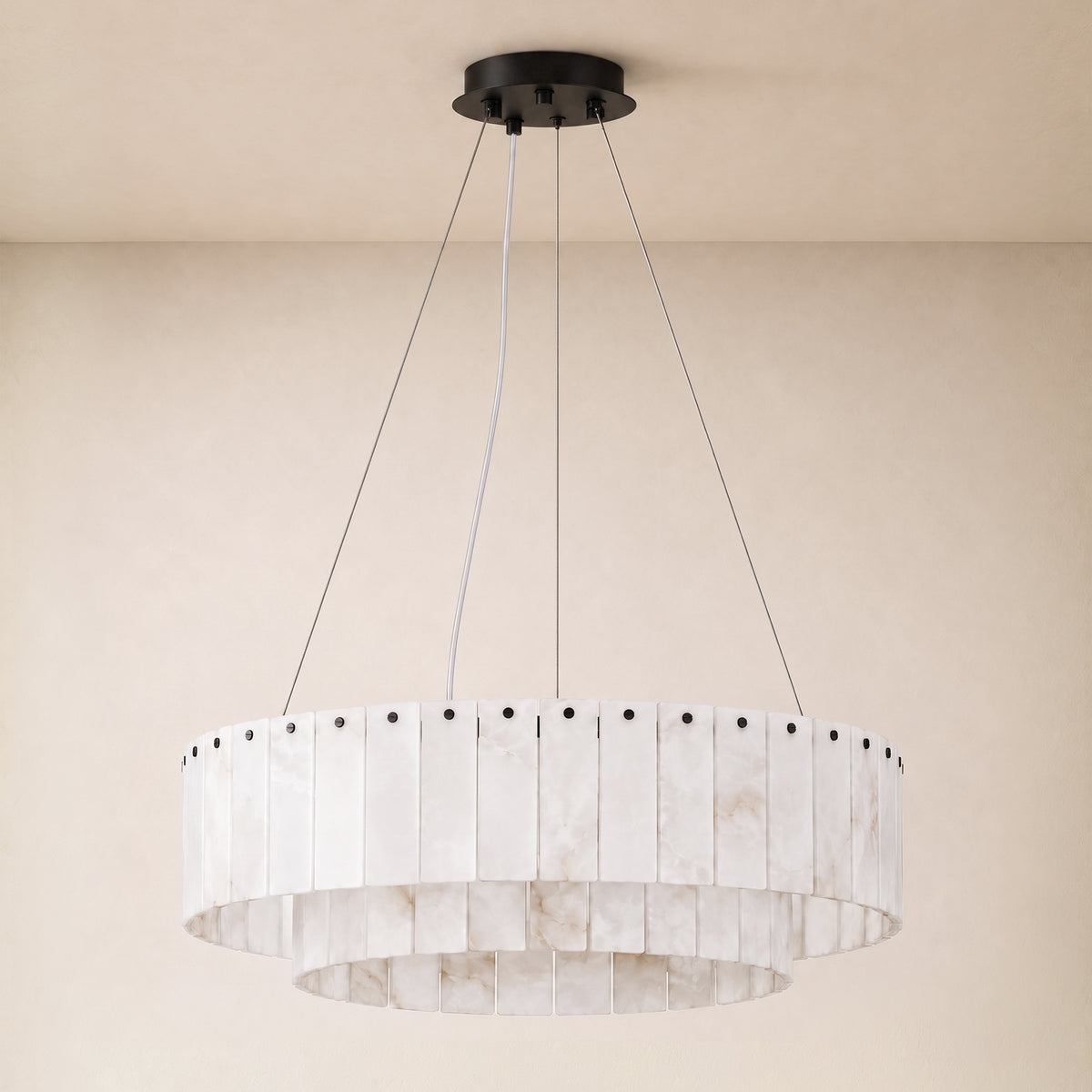 Sawyer Alabaster Custom Round Chandelier 24" 48"D