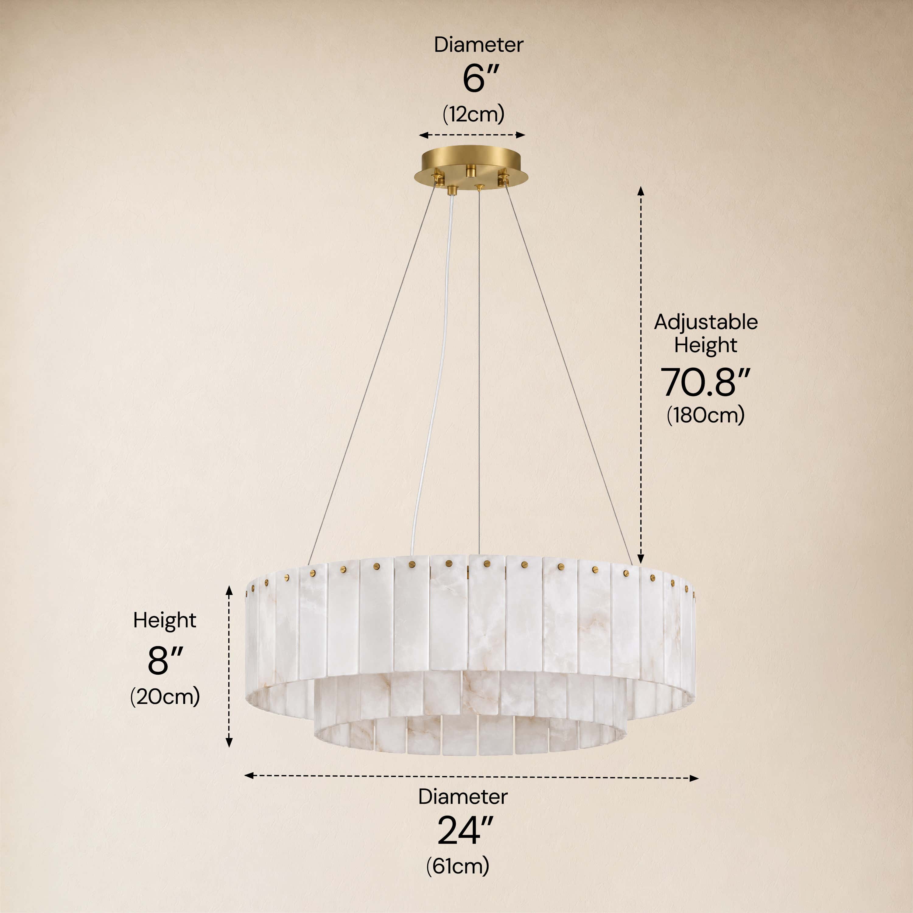 Sawyer Alabaster Custom Round Chandelier 24" 48"D