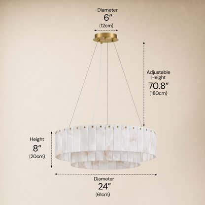 Sawyer Alabaster Custom Round Chandelier 24" 48"D