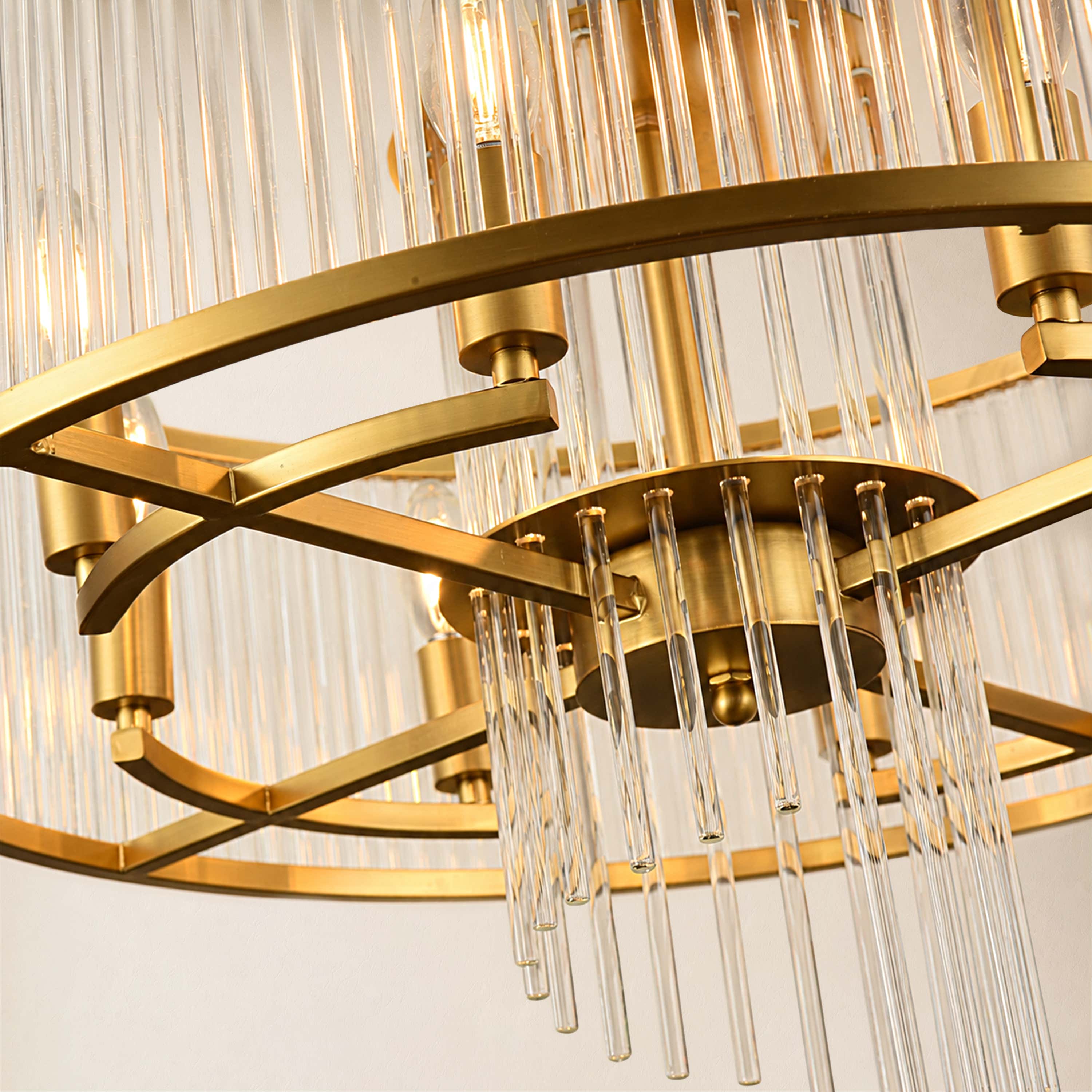 Virellune Glass Rod Round Chandelier 24" 36"D