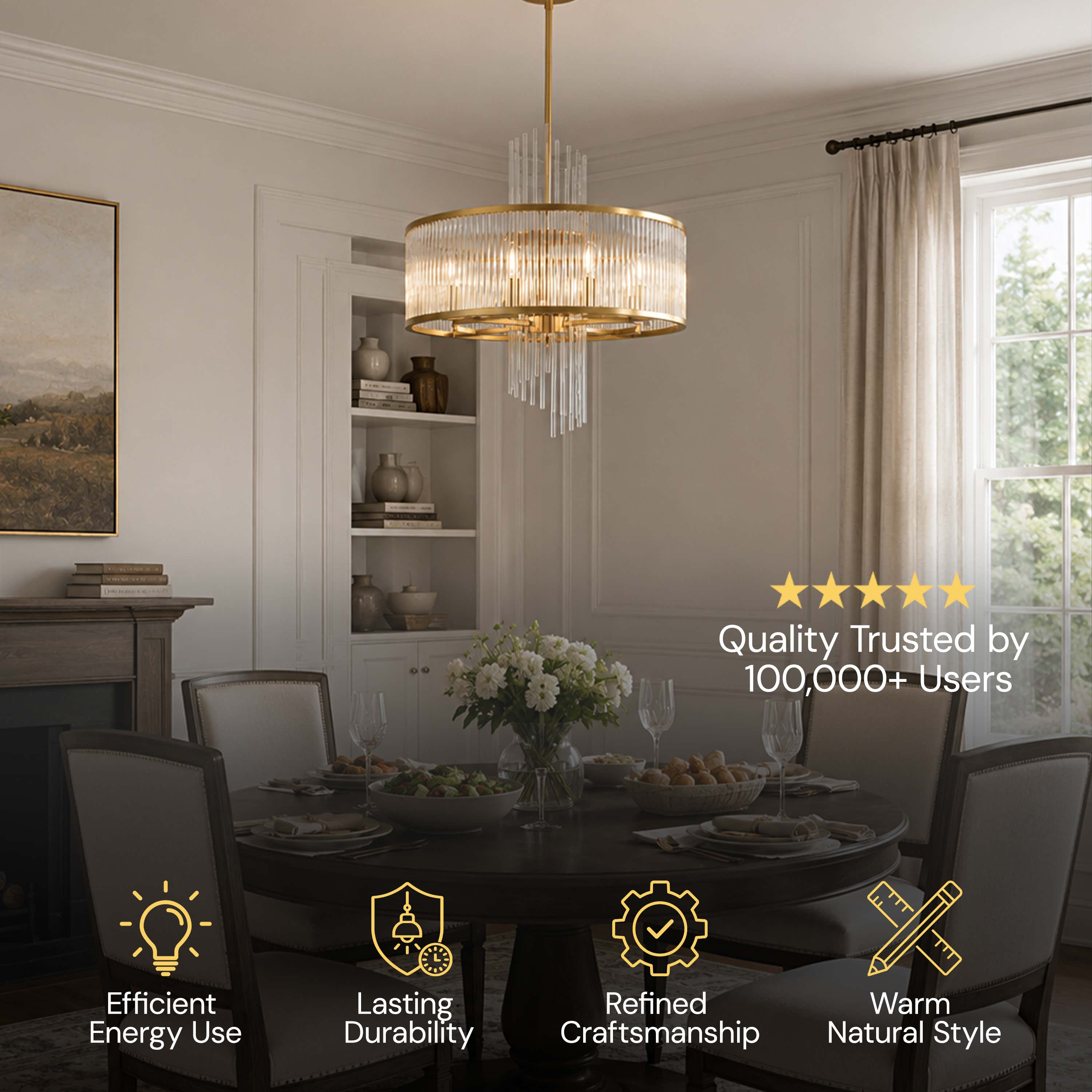 Virellune Glass Rod Round Chandelier 24" 36"D