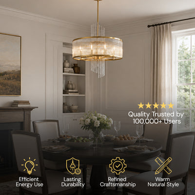 Virellune Glass Rod Round Chandelier 24" 36"D