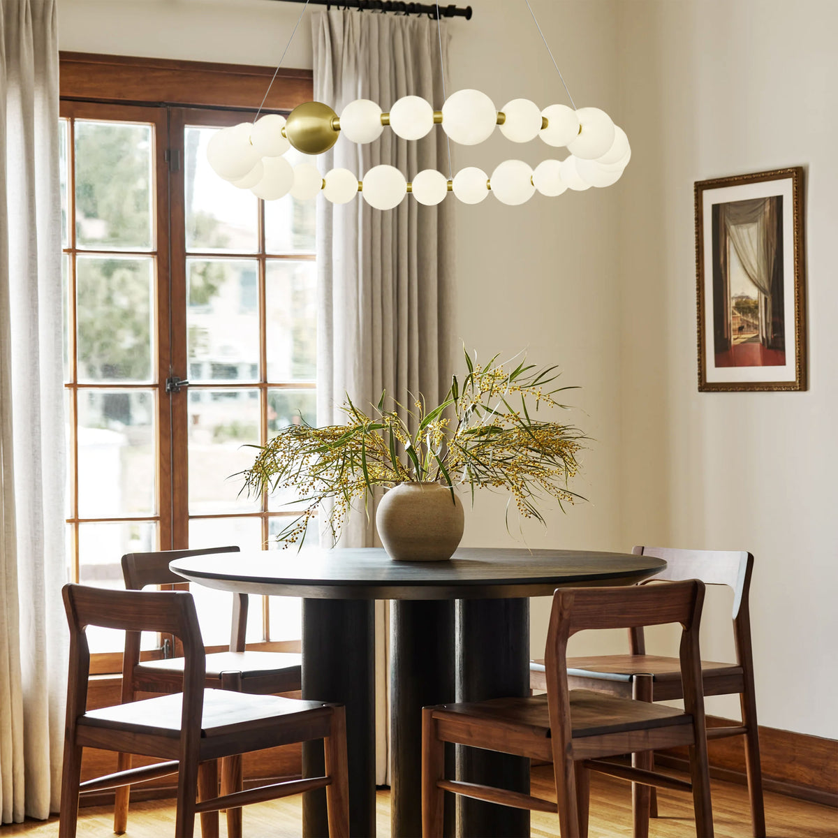 Velora Pearl Bead Round Chandelier 24"D