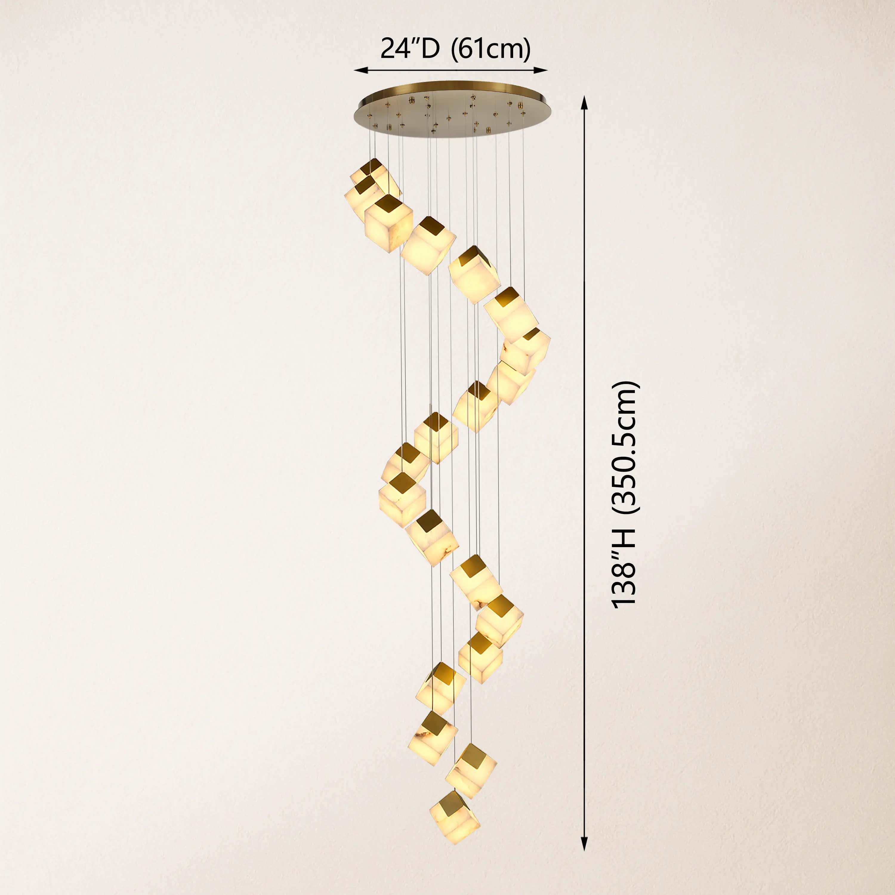 Dave Alabaster High Ceiling Staircase Chandelier 24"D