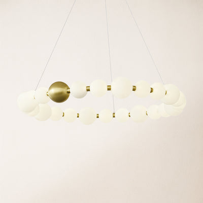 Velora Pearl Bead Round Chandelier 24"D