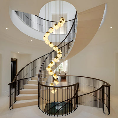 Dave Alabaster High Ceiling Staircase Chandelier 24"D