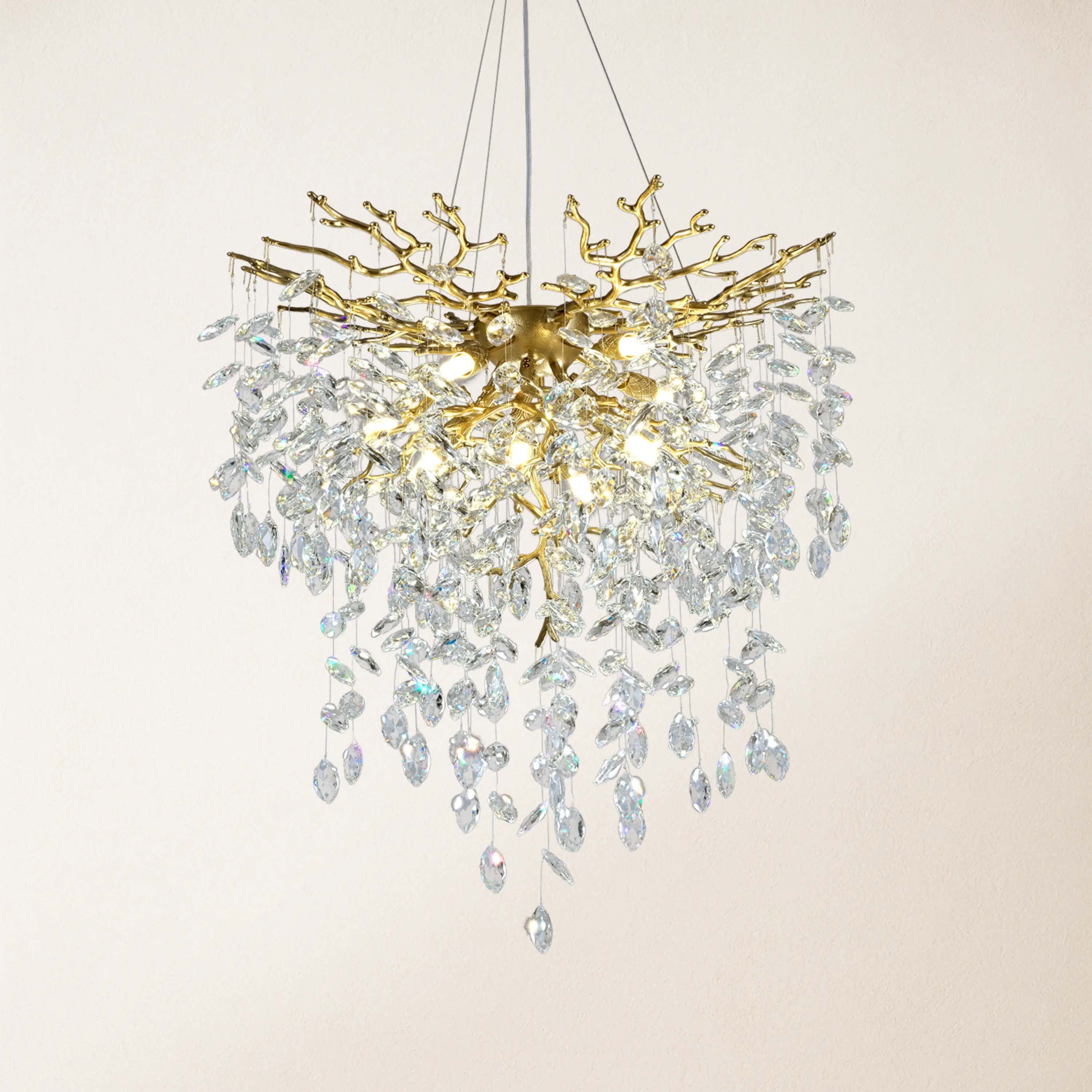 Frostleaf Crystal Grand Cascade Branches Chandelier 24"D