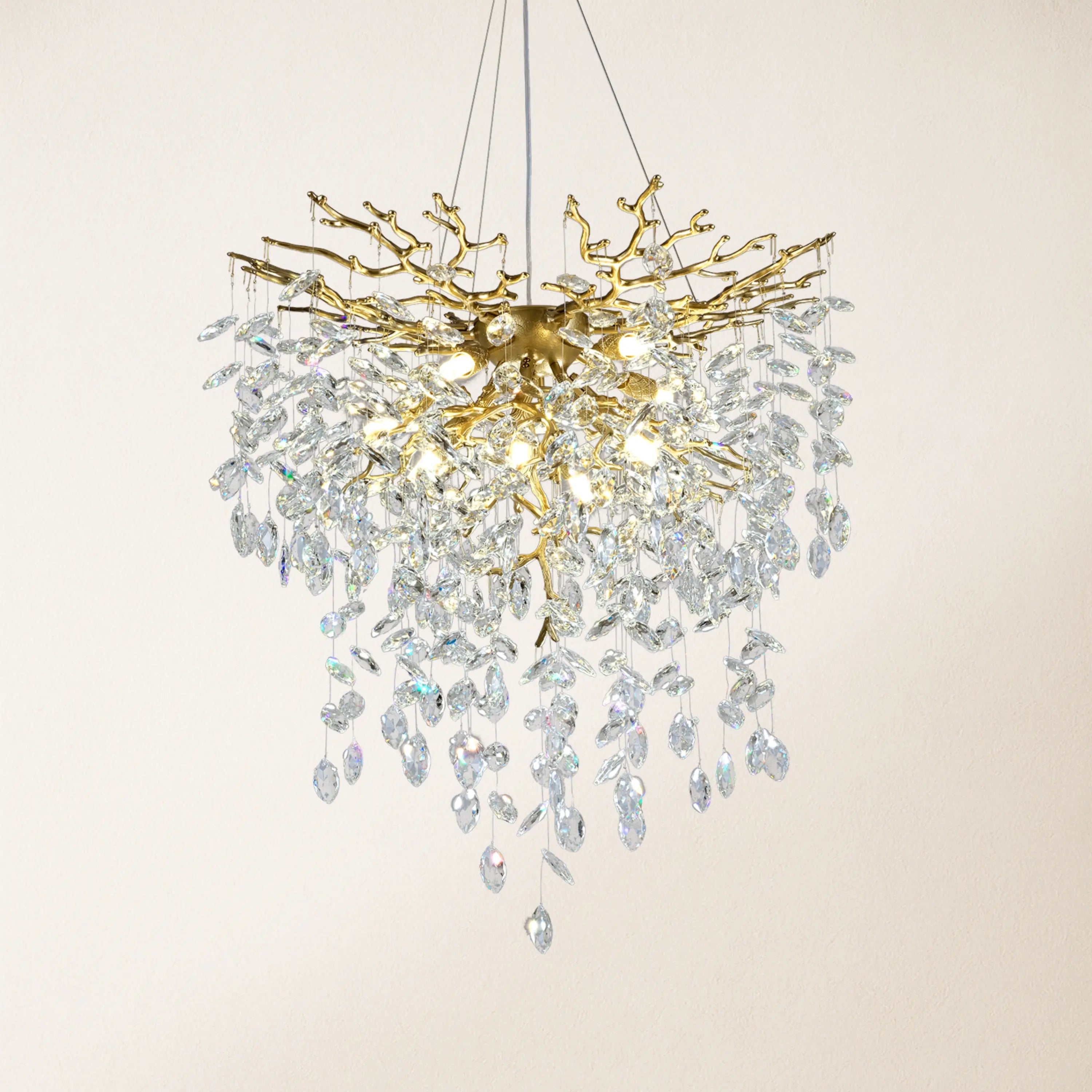 Frostleaf Crystal Grand Cascade Branches Chandelier 24"