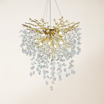Frostleaf Crystal Grand Cascade Branches Chandelier 24"