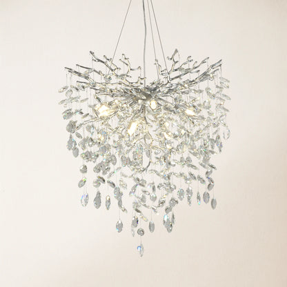 Frostleaf Crystal Grand Cascade Branches Chandelier 24"