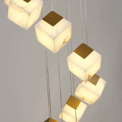 Dave Alabaster High Ceiling Staircase Chandelier 24"D