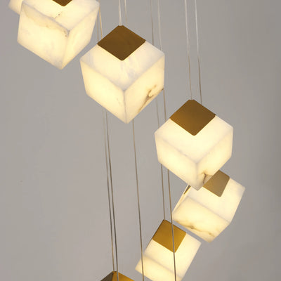 Dave Alabaster High Ceiling Staircase Chandelier 24"D