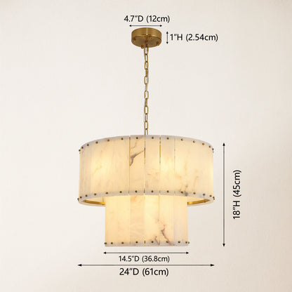 Nivislight Alabaster Round Chandelier 24"