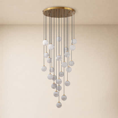 Solindra Resin Alabaster Texture Globe Cascade Chandelier