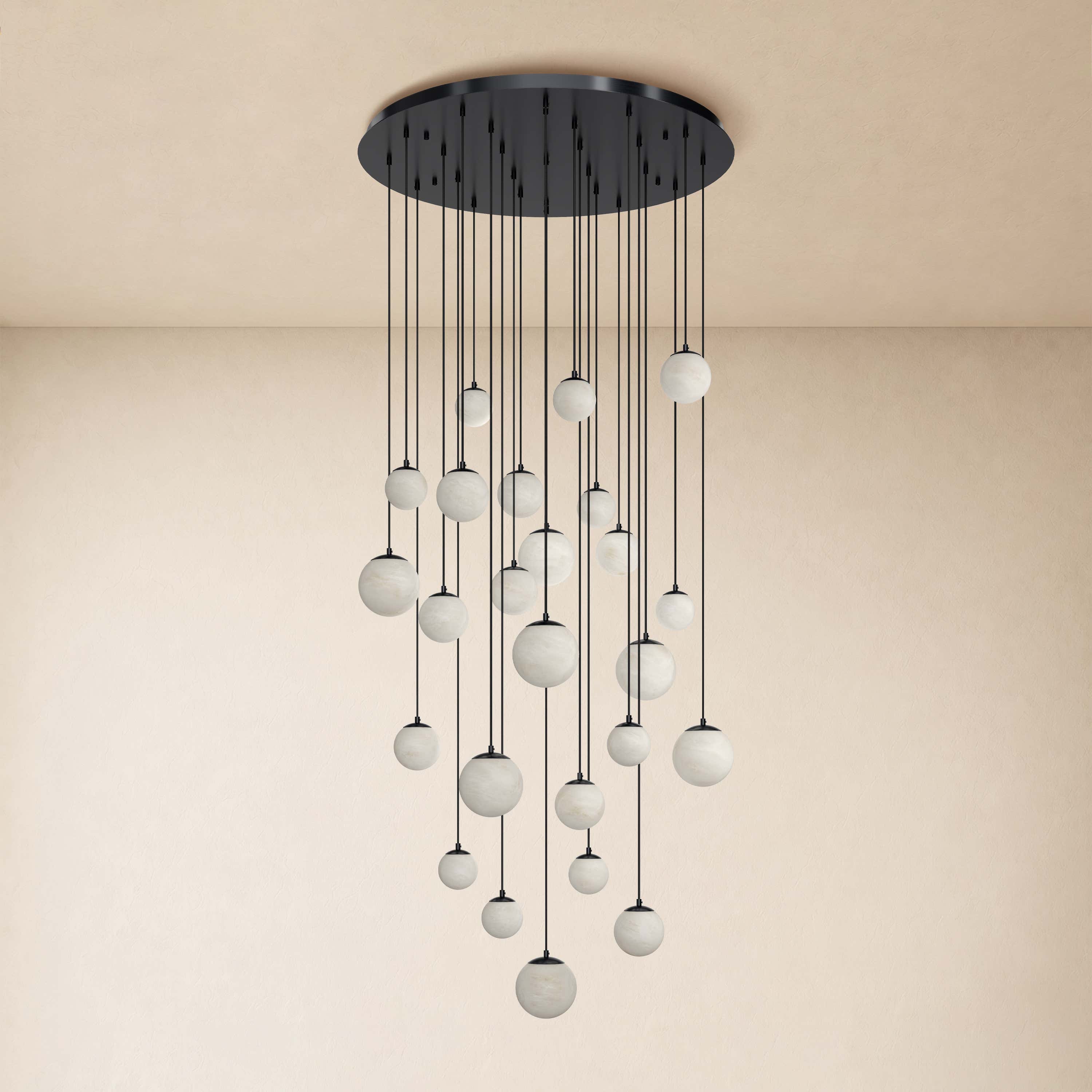 Elviora Resin Alabaster Globe Round Chandelier
