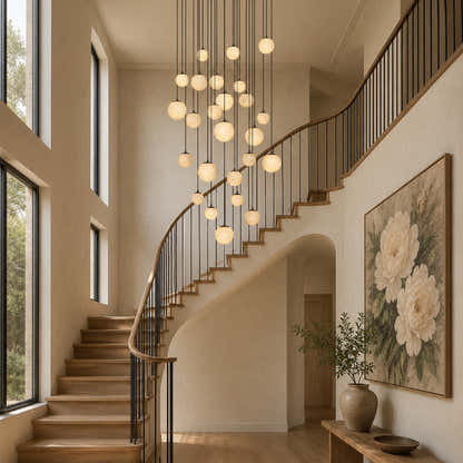 Elviora Resin Alabaster Globe Round Chandelier