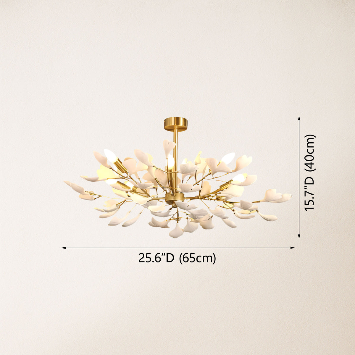 Twilight Branches Ceramic Ginkgo Chandelier 25.6"D