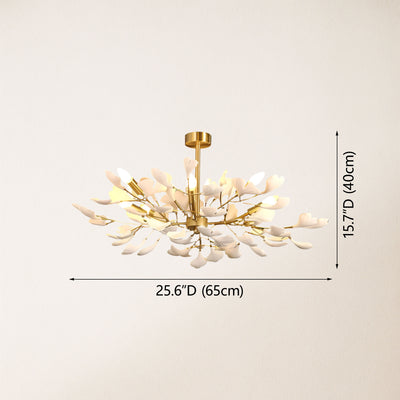 Twilight Branches Ceramic Ginkgo Chandelier 25.6"D