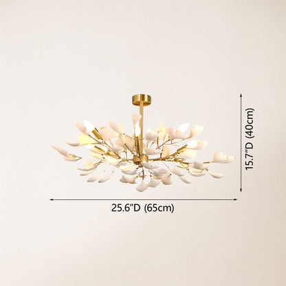 Twilight Branches Ceramic Ginkgo Chandelier 25.6'' D