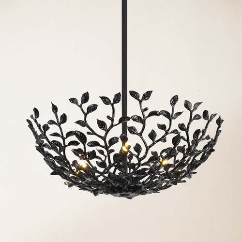 Elara Black Tree Branch Semi Flush Mount Chandelier 26"D