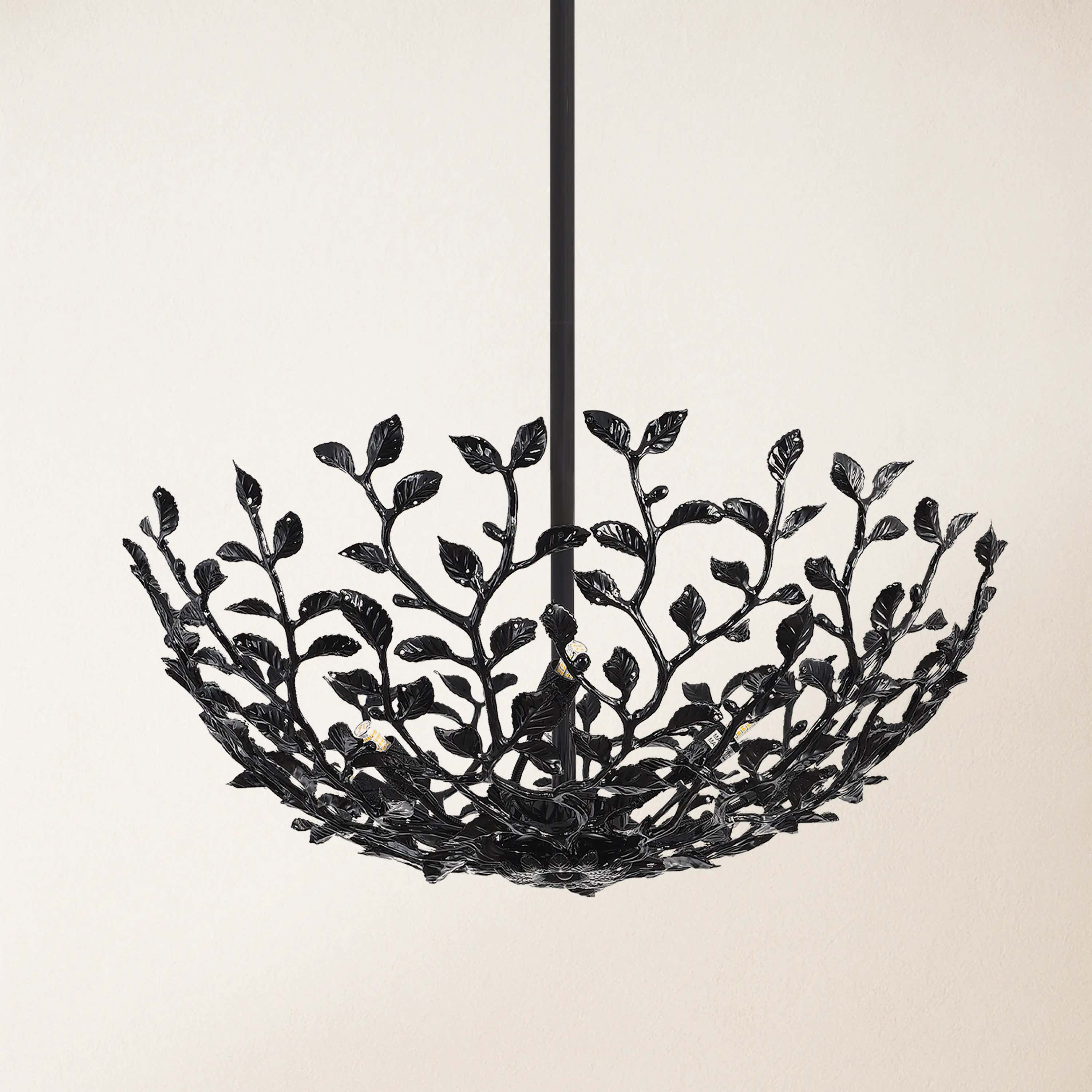 Elara Black Tree Branch Semi Flush Mount Chandelier 26"D