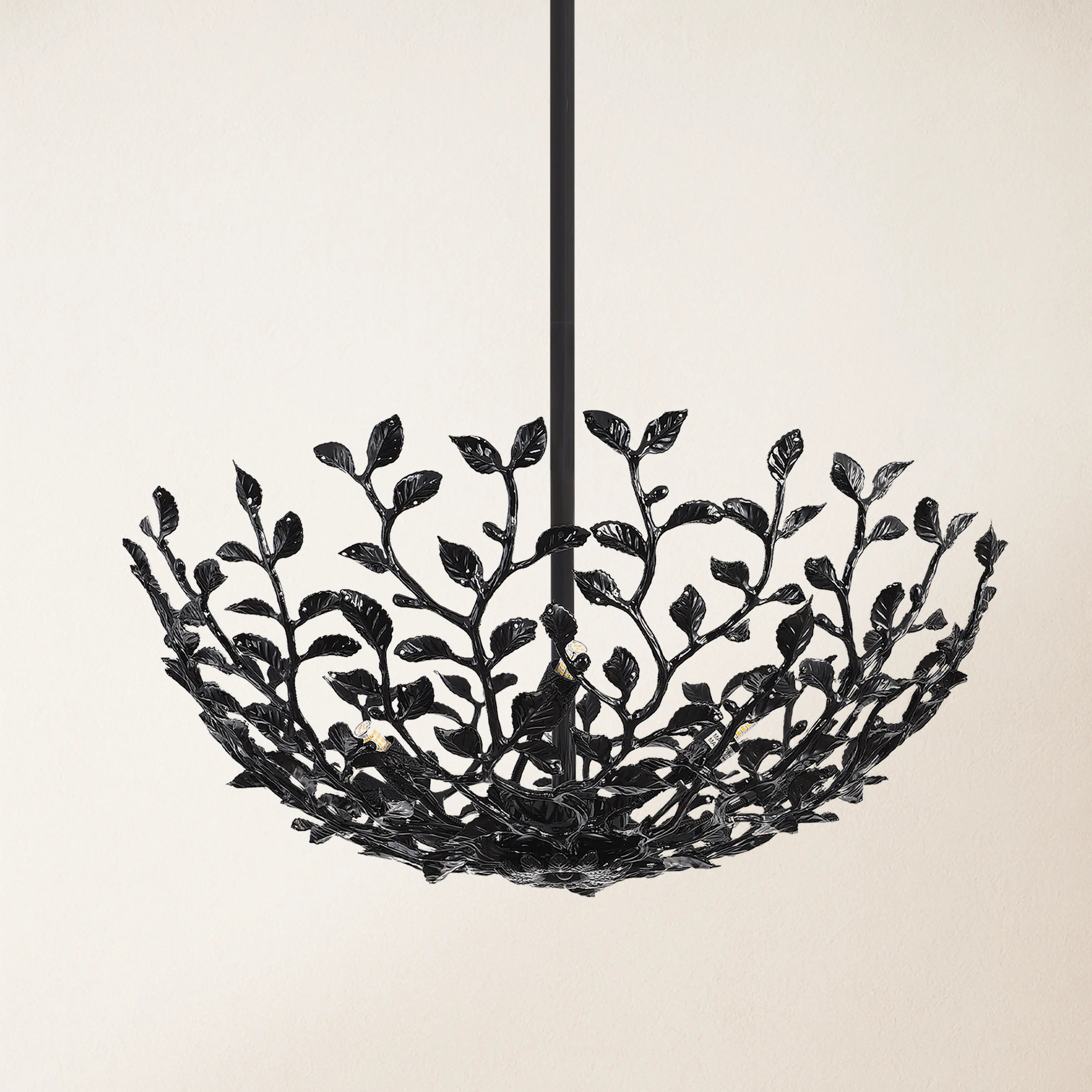 Elara Black Tree Branch Semi Flush Mount Chandelier 25.5"D