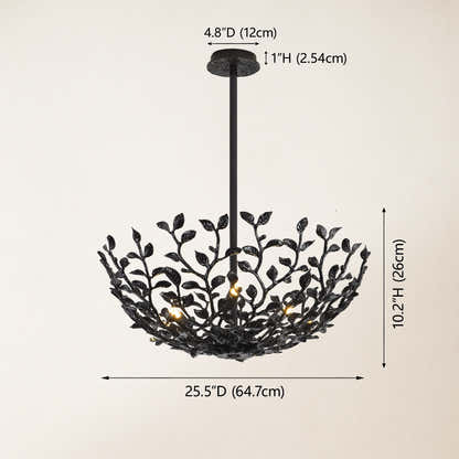 Elara Black Tree Branch Semi Flush Mount Chandelier 26"D
