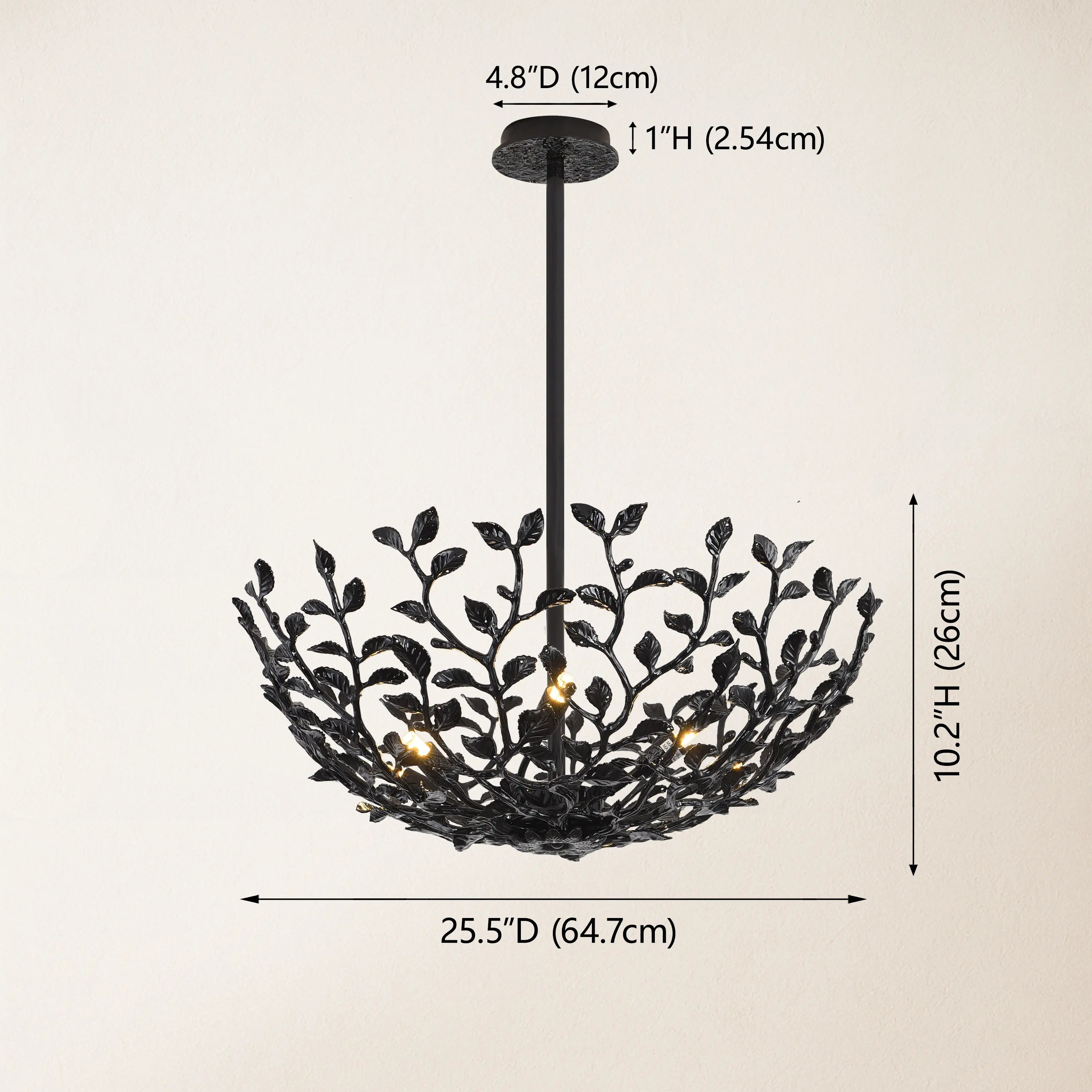 Elara Black Tree Branch Semi Flush Mount Chandelier 25.5"D