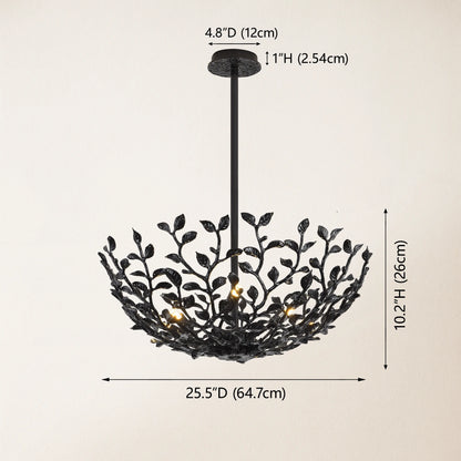 Elara Black Tree Branch Semi Flush Mount Chandelier 25.5"D
