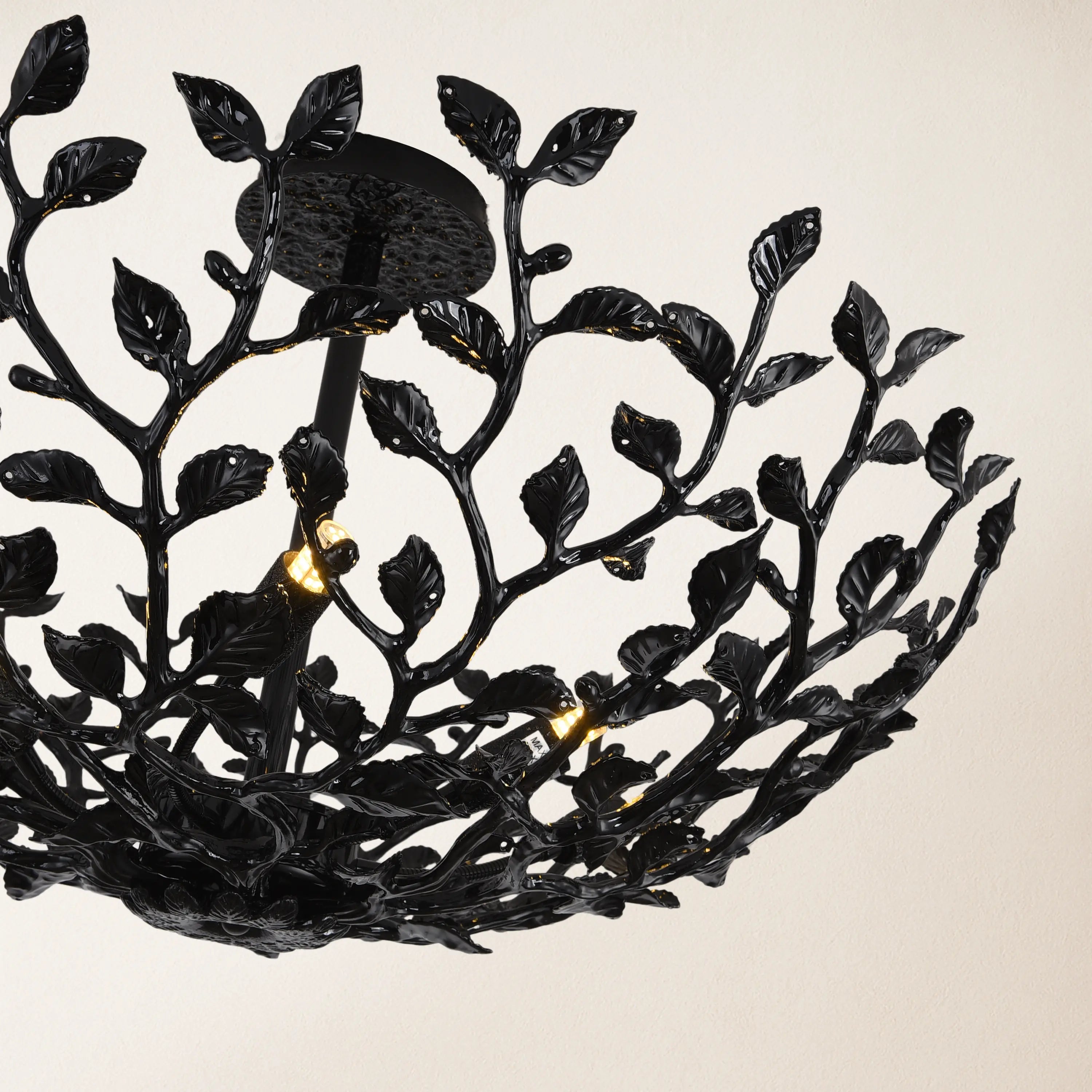 Elara Black Tree Branch Semi Flush Mount Chandelier 25.5"D