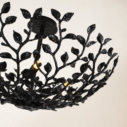 Elara Black Tree Branch Semi Flush Mount Chandelier 25.5"D