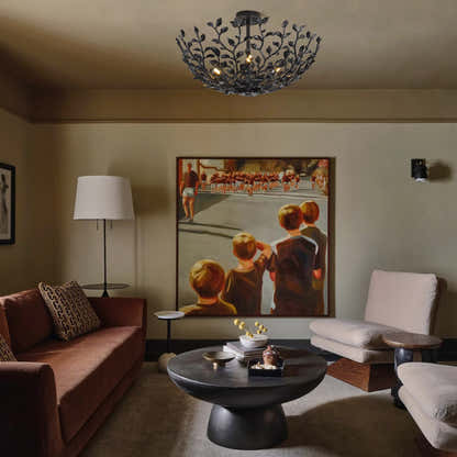 Elara Black Tree Branch Semi Flush Mount Chandelier 26"D