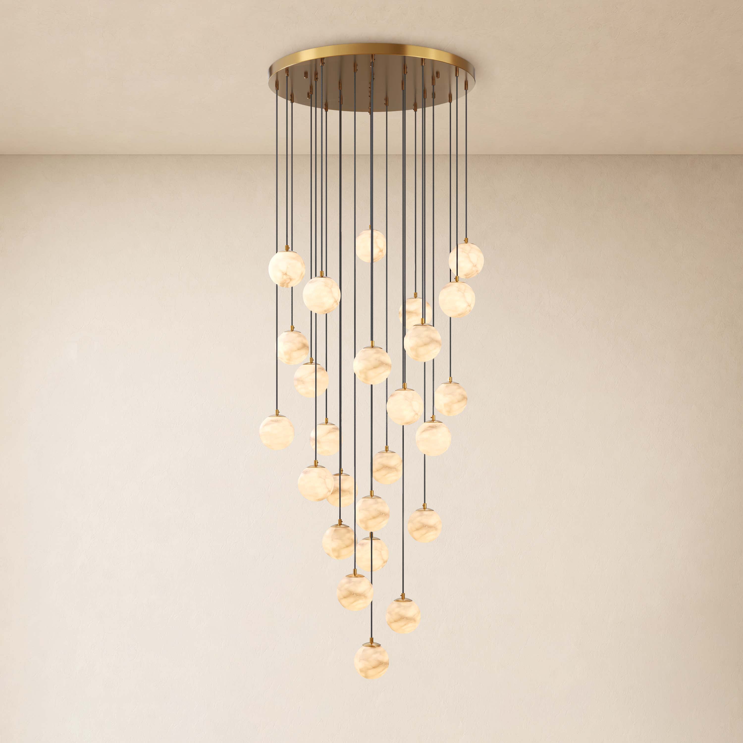 Solindra Resin Alabaster Texture Globe Cascade Chandelier