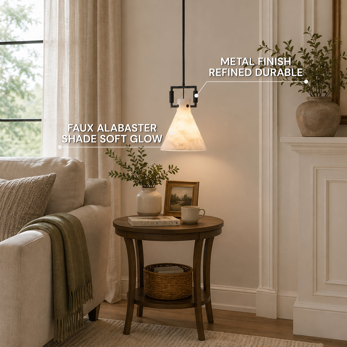 Lioren Resin Cone Pendant Light 14.2"D