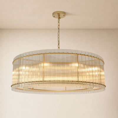 Solvayne Ribbed Glass Round Chandelier 48"D