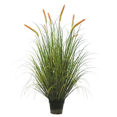 Artificial 8-Head Long Cat Tail with Curved Onion Grass Bonsai 7.1"H