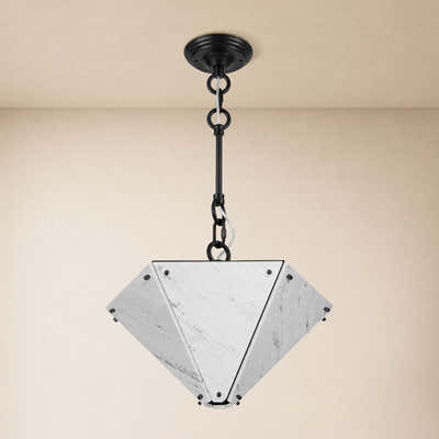 Pietra White Marble Hexagonal Lantern Pendant 15.7"D