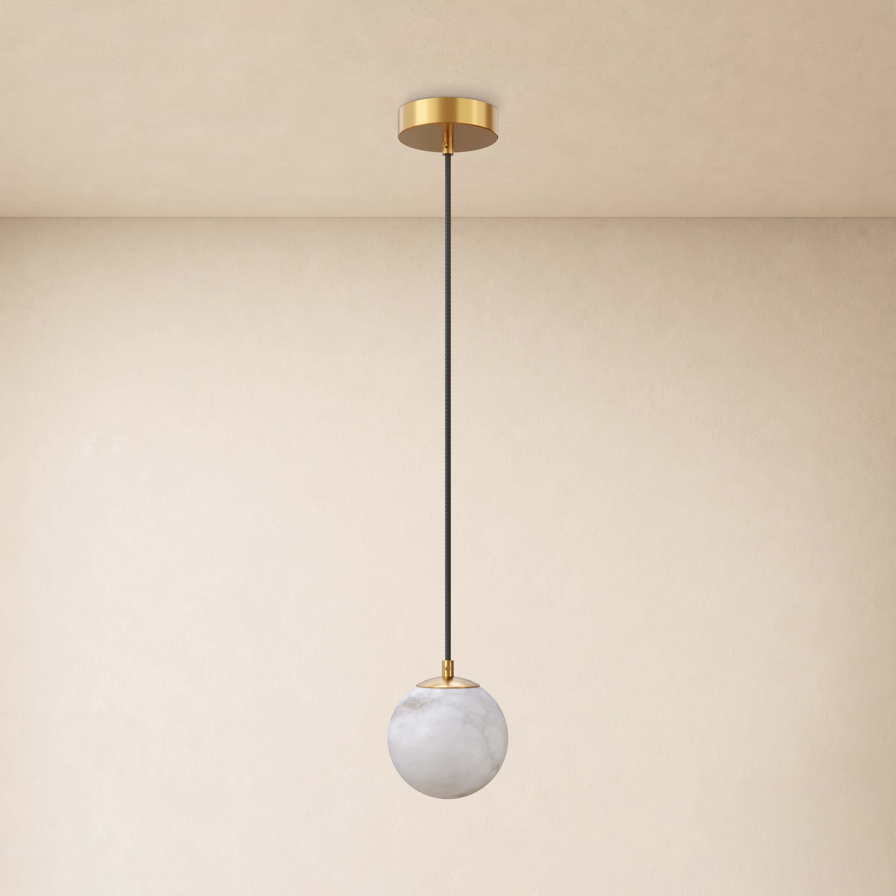 Solindra Resin Resin Alabaster Texture Globe Pendant 4.7"D