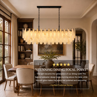 Caldera Alabaster Rectangular Custom Chandelier 54"W 72"W