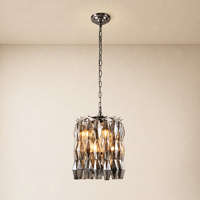 Celestial Drop Glass Cylinder Chandelier 15.7"D