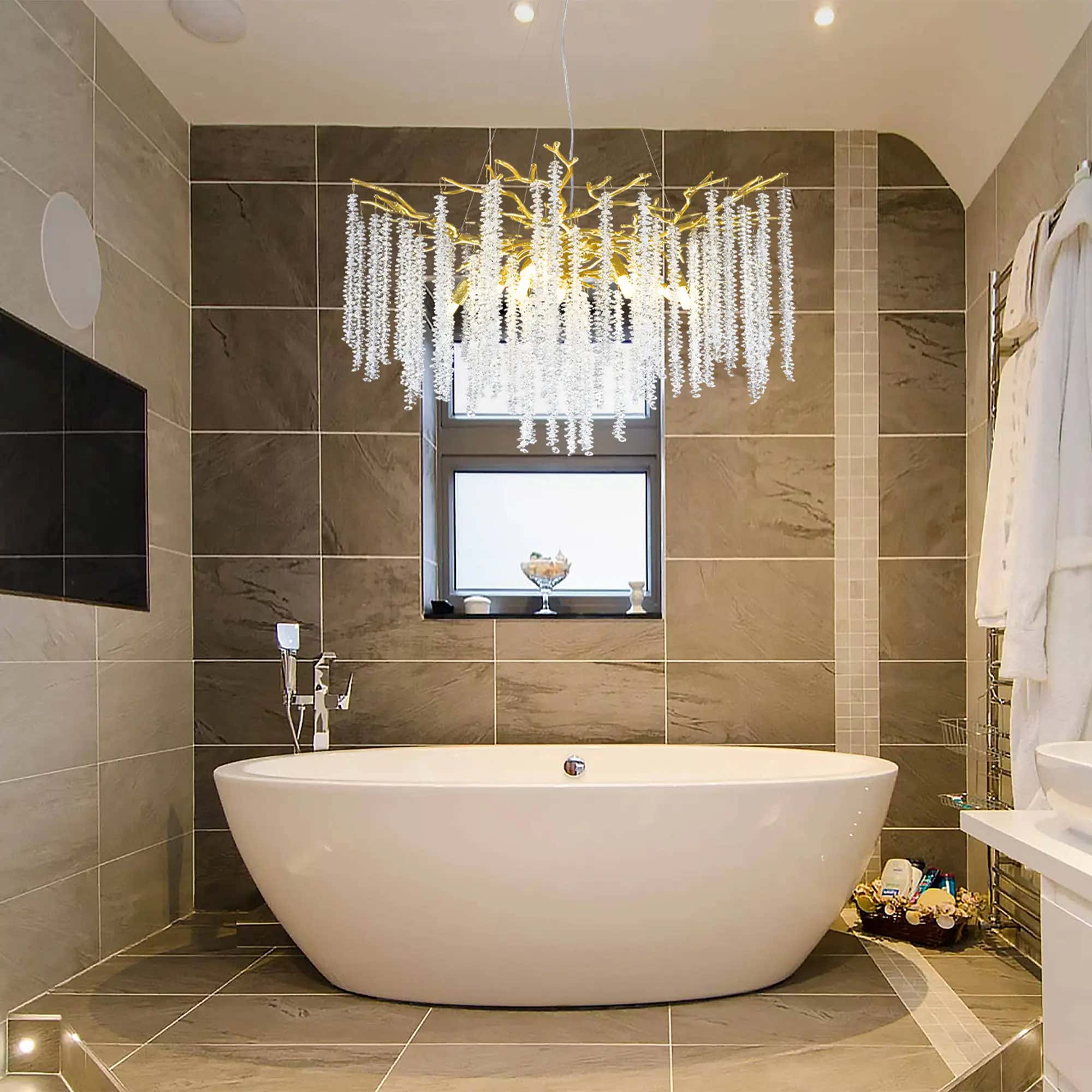 Snow Tree Branch Crystal Chandelier 30"D