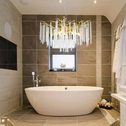 Snow Tree Branch Crystal Chandelier 30"D