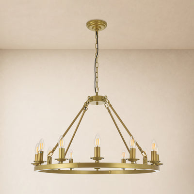 Wagon Wheel Candle Round Chandelier 31"D
